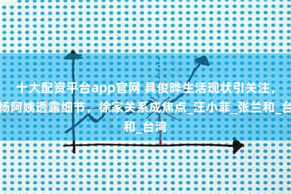 十大配资平台app官网 具俊晔生活现状引关注，小杨阿姨透露细节，徐家关系成焦点_汪小菲_张兰和_台湾